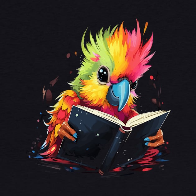 Cockatiel Reads Book by JH Mart